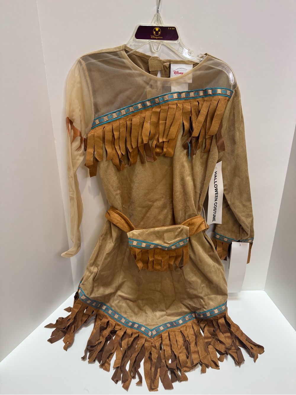 Vintage Disney Store Pocahontas Costume Bundle Girls 6/6X Dress Boots NWT